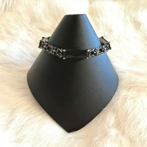Medieval Black Bracelet Renaissance Whimsigoth‎ Rave Witchy Gunmetal Tone 7956
